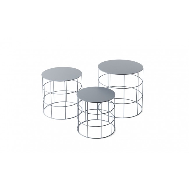 Atipico Reton Cylindrical 커피 테이블S by Antonino Sciortino for in Ash Gray Set of 3 09960