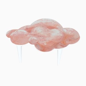 Cupioli Luxury Living Handmade 핑크 Scagliola 커피 테이블 with Cloud Shape & 화이트 Wooden Legs fro. 09477