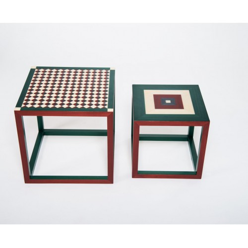 Architetti Artigiani Anonimi Partenope 커피 테이블S in Sr & Qr Pattern Marquetry by Set of 2 09113