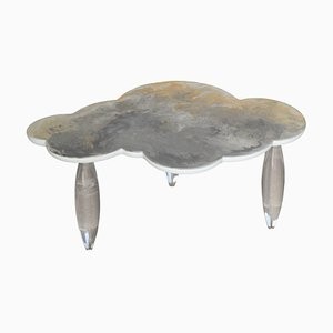 Cupioli Luxury Living Grey Cloud Shaped Scagliola 커피 테이블 with Acrylic 글라스 Legs 08833