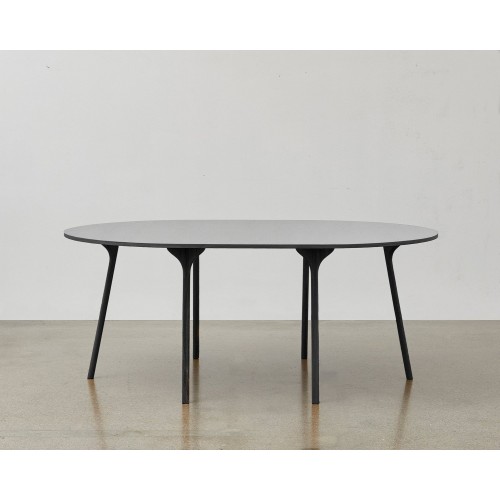 PH Furniture & Pianos Circle 테이블 1270x1820mm 블랙 오크 Wood Legs Veneer 접시 and Edge 08819