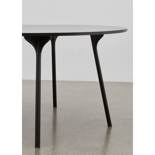 PH Furniture & Pianos Circle 테이블 1270x1820mm 블랙 오크 Wood Legs Veneer 접시 and Edge 08819