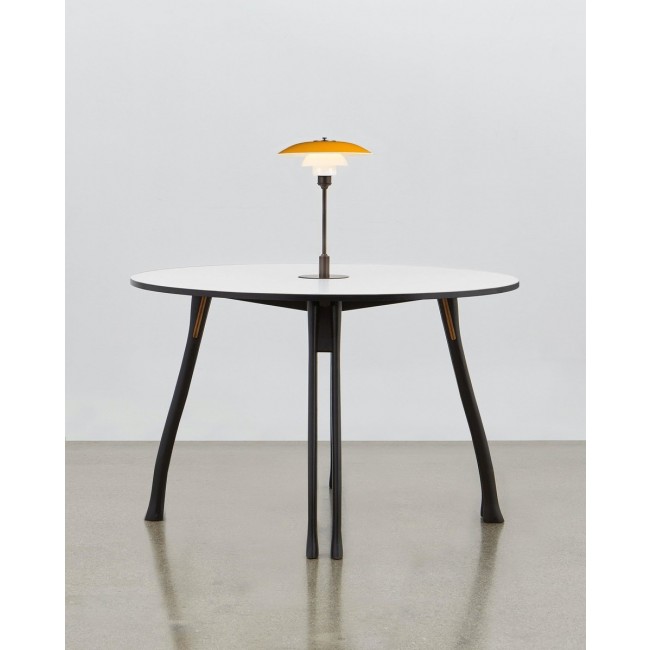 PH Furniture & Pianos Axe 테이블 블랙 오크 Legs 라미네이트D 접시 화이트 3 ½ - 2 Lamp 08818