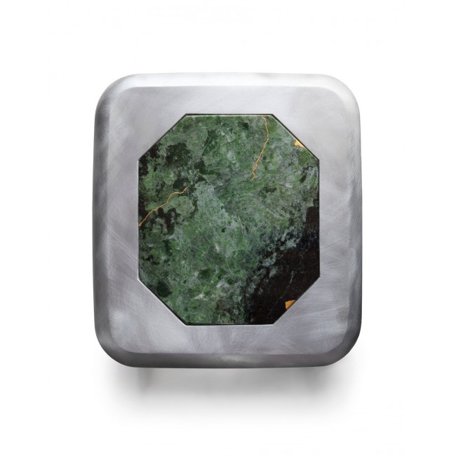 KAYIWA 크롬 DIOP사이드 Cast 알루미늄 & 24-Karat 골드 Leaf Emerald 스툴 or 사이드 테이블 by Lincoln for 2019 07126