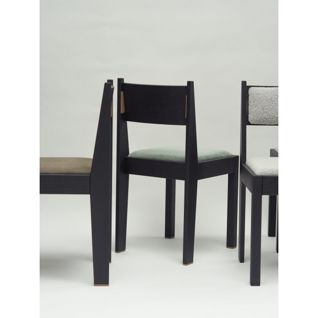 Barh.design 01 체어 의자 in 블랙 애쉬 우드 with 그린 Upholstery and 브라스 Details fro. 02977