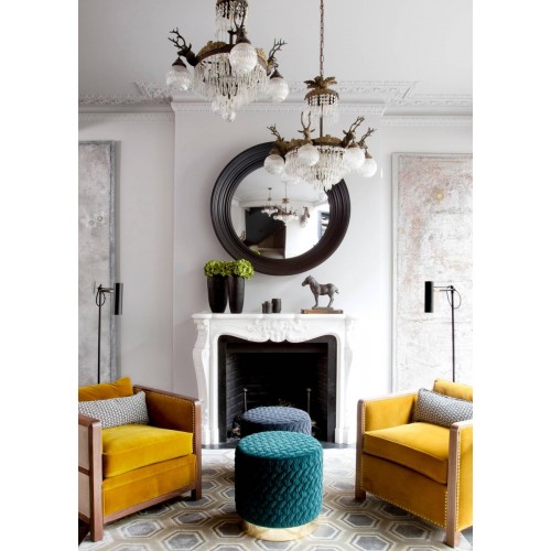 Casa Botelho Art Deco Style Bacco 암체어 팔걸이 의자 in 네츄럴 월넛 & 벨벳 by 02134