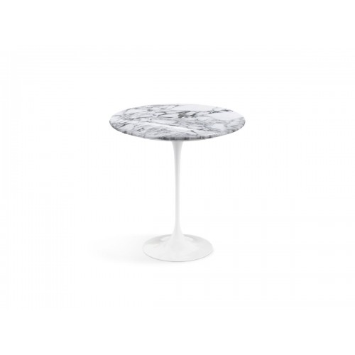 놀 사리넨 튤립 사이드 테이블 - 51cm Round 마블 화이트 Base Knoll Studio Saarinen Tulip Side Table Marble White 03880