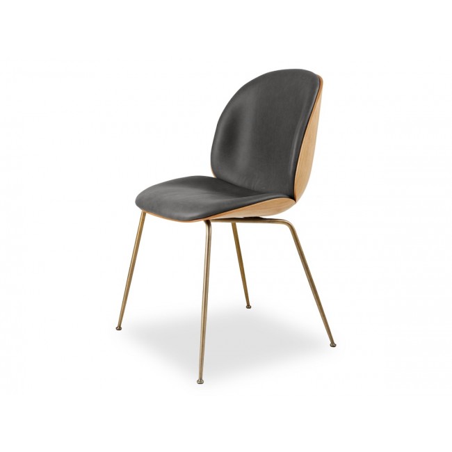 구비 BE이티엘E 3D 다이닝 체어 의자 - Veneer Shell with 레더 Upholstery Oak Gubi Beetle Dining Chair Leather 03087