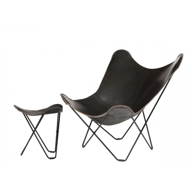 쿠에로 Design 레더 버터플라이 체어 의자 Pampa 마리포사 & Flying Goose 스툴 Cuero Leather Butterfly Chair – Mariposa Stool 00890