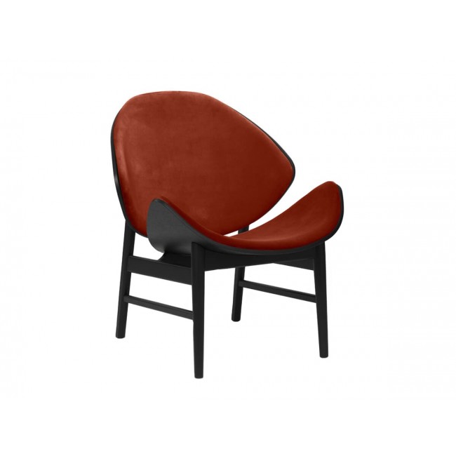 웜 노르딕 The 오렌지 라운지체어 - Fully Upholstered 블랙 래커 Oak 프레임 Warm Nordic Orange Lounge Chair Black Lacquered Frame 00764