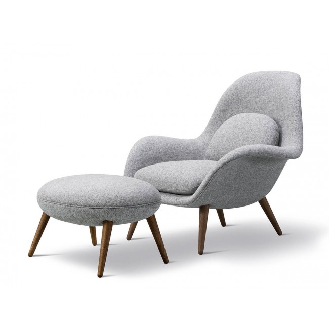 프레데리시아 Swoon 라운지체어 with Wood Base and 오토만 Fredericia Lounge Chair Ottoman 00554