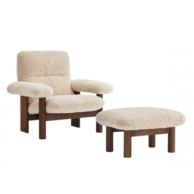 메누 Brasilia 라운지체어 & 오토만 Sheepskin 다크 Stained Oak Base MENU Lounge Chair Ottoman – Dark 00508