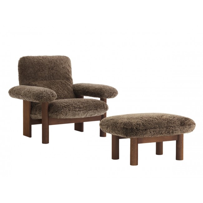 메누 Brasilia 라운지체어 & 오토만 Sheepskin 다크 Stained Oak Base MENU Lounge Chair Ottoman – Dark 00508