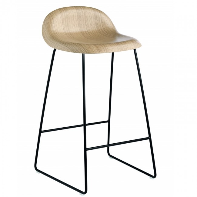 구비 3D 스툴 Un-Upholstered Sledge Base Wooden Seat Gubi Stool 01266