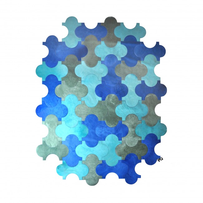 Parentesi Quadra Puzzle 블루 러그 15289