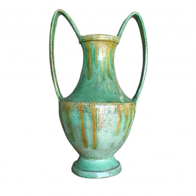 Ceramiche Ceccarelli Traditional Dripping 그린 Amphora 화병 꽃병 14884