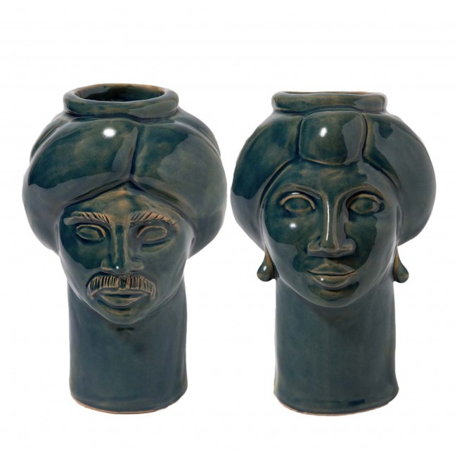 Crita Ceramiche Solimano & Roxelana 블루-그린 화병 꽃병 14845
