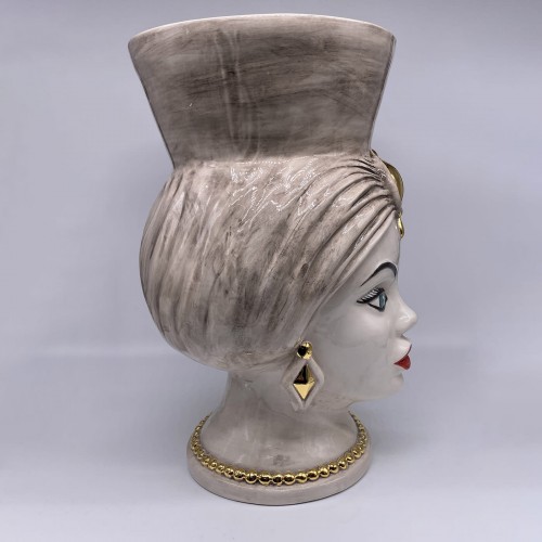 DD Ceramiche Siciliane Lady Beige 골드 Iris Moors Head 화병 꽃병 14715