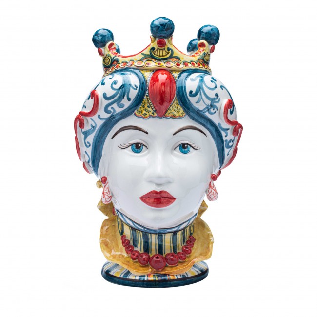 Ceramiche Micale Kalsa Testa di Moro 화병 꽃병 Red Crown - Woman 14645