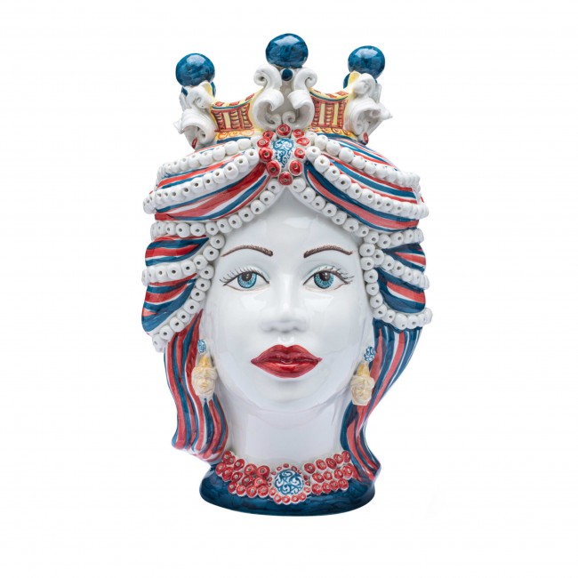Ceramiche Micale Acanthus Testa di Moro 화병 꽃병 Red and 블루 - Woman 14643