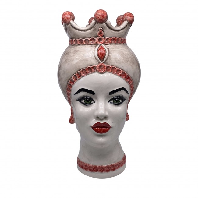 DD Ceramiche Siciliane Luis Giant Lady Red 스피어S Moors Head 화병 꽃병 14616