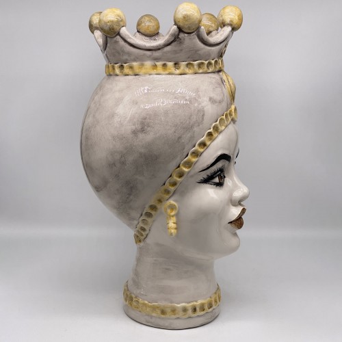 DD Ceramiche Siciliane Luis Giant Lady 옐로우 스피어S Moors Head 화병 꽃병 14517