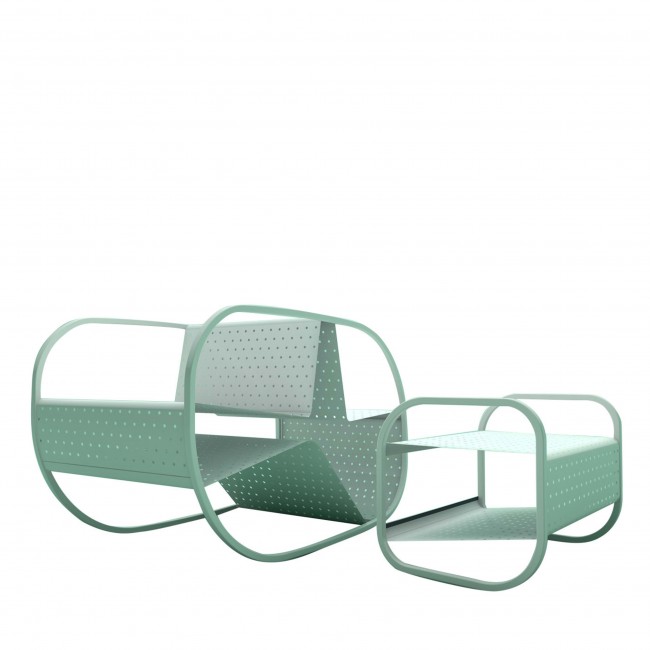 Giacopini 플립 화이트 Seat and 사이드 테이블 by Salome Hazan 13156