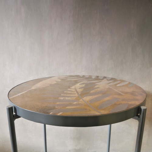 Charaka Arte e Design Gray Round 사이드 테이블 12726