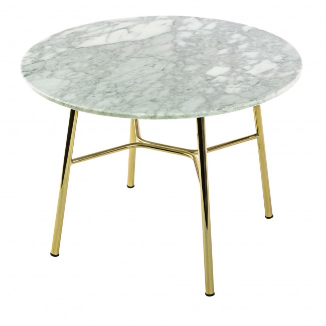 TrabA Yuki Round 사이드 테이블 with 화이트 Carrara Top # 2 by Ep Studio 12559
