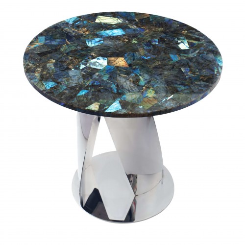Obsydian S톤E BUONA노떼 Round Labradorite & 크롬D 사이드 테이블 12345