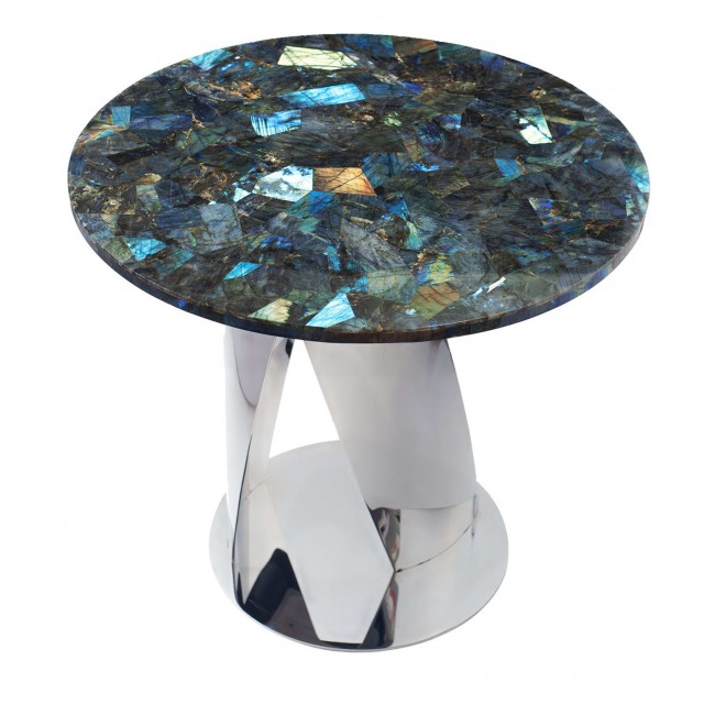 Obsydian S톤E BUONA노떼 Round Labradorite & 크롬D 사이드 테이블 12345
