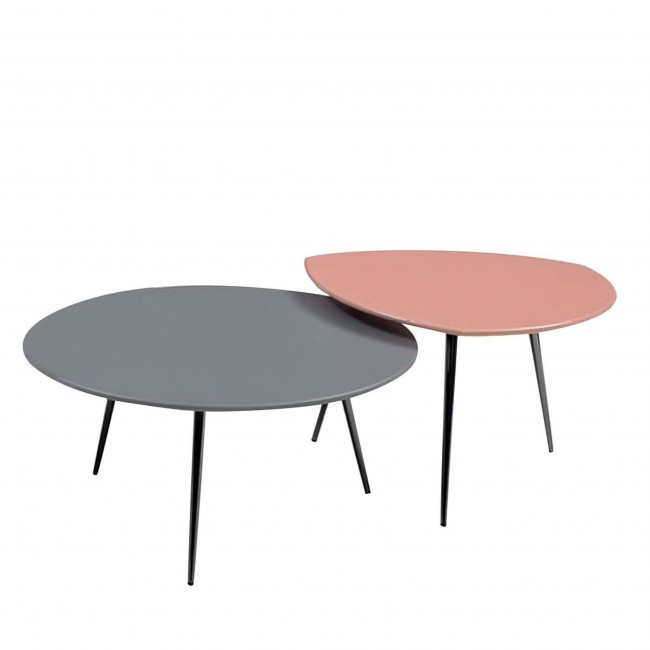 Bodema Set of 2 CINQU안타 GREY-핑크 커피 테이블 11417