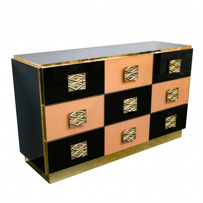 Luca Polato 브라스 and Wood Chest of Drawers 08288