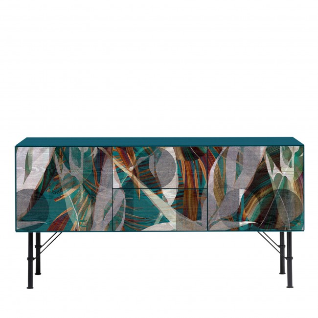 Icons Design Milano Jungle Spots 2-Door & 2-Drawer Teal 사이드BOARD 08138