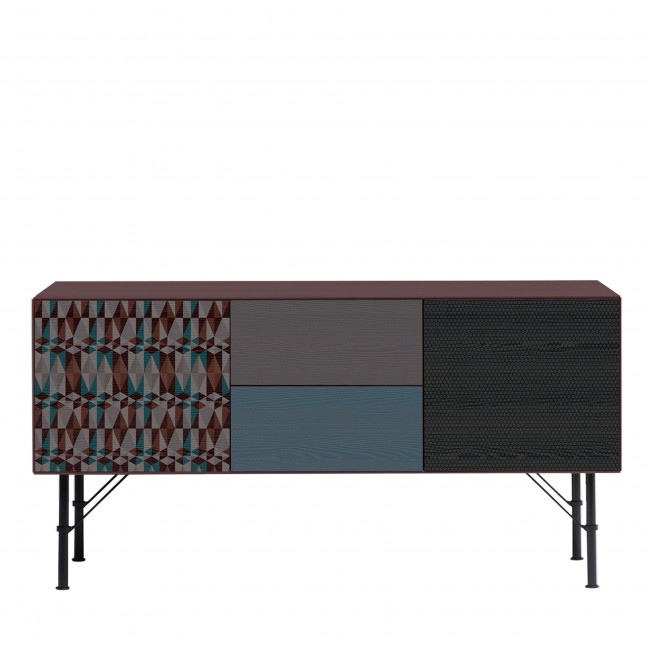 Icons Design Milano Kristal Mix 2-Door & 2-Drawer Red 사이드BOARD 08137