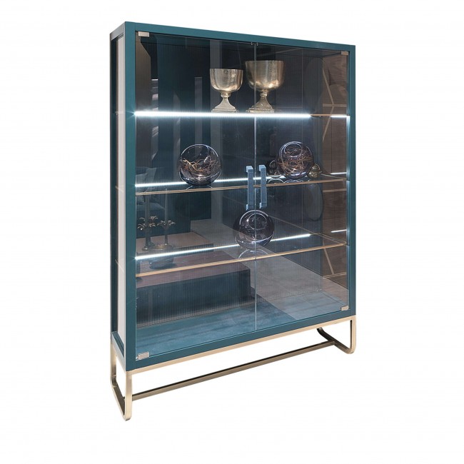 Corte Zari Beverly 2-Door Teal Display Cabinet by Silvano Del Guerra 06664
