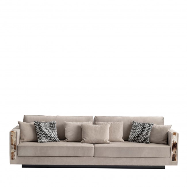 Arcahorn 제우스 4-Seater Beige Sofa with Horn Inlays 05423