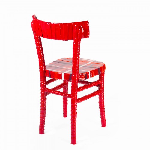 Corsi Design Factory N. 02/20 One-Off 스트라이프드 red resin 체어 의자 by Paola Navone 01354
