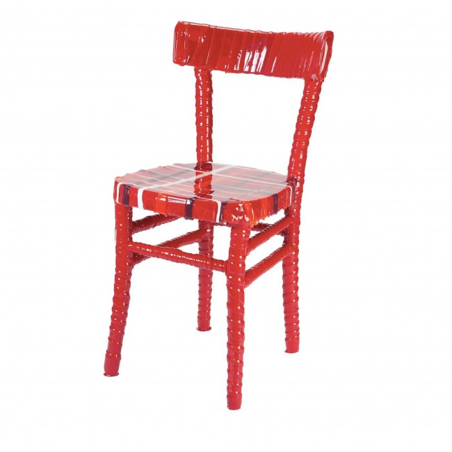 Corsi Design Factory N. 02/20 One-Off 스트라이프드 red resin 체어 의자 by Paola Navone 01354