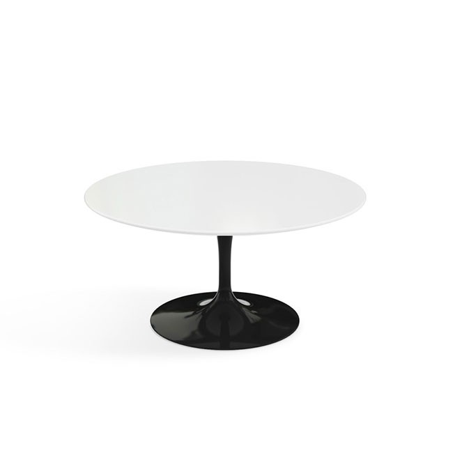 놀 사리넨 커피 테이블 (91 라운드) - 블랙 베이스 & 라미네이트 화이트 00481