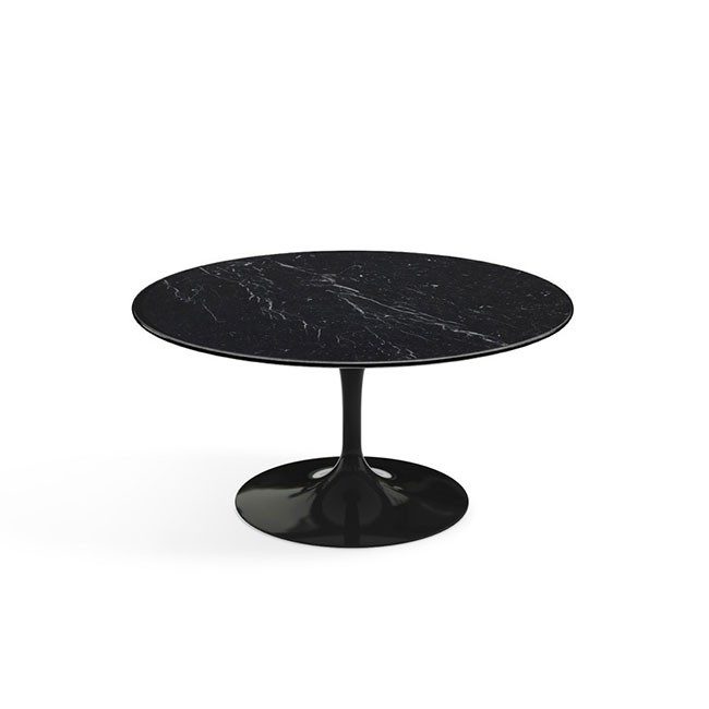 놀 사리넨 커피 테이블 (91 라운드) - 블랙 베이스 & 네로 마르퀴나 마블 (무광) 00480