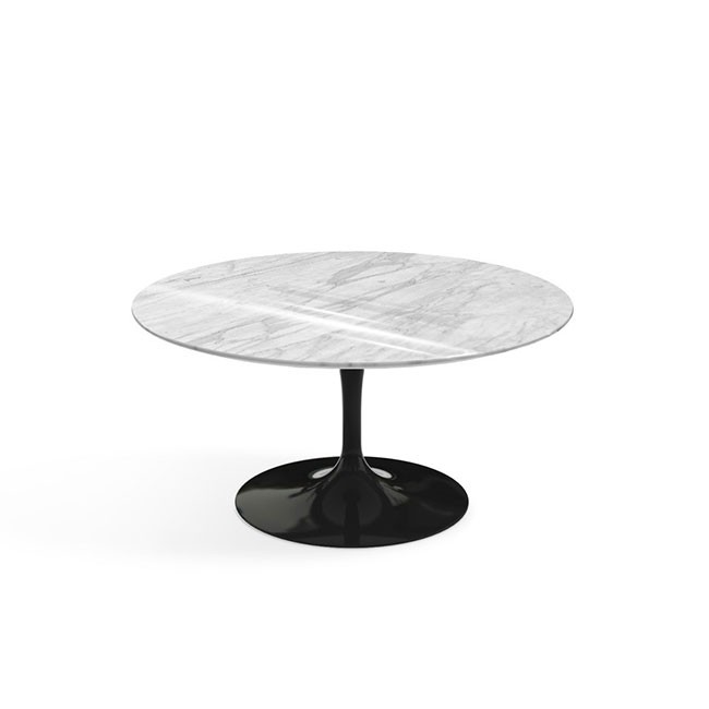놀 사리넨 커피 테이블 (91 라운드) - 블랙 베이스 & 칼라카타 마블 (유광) 00477