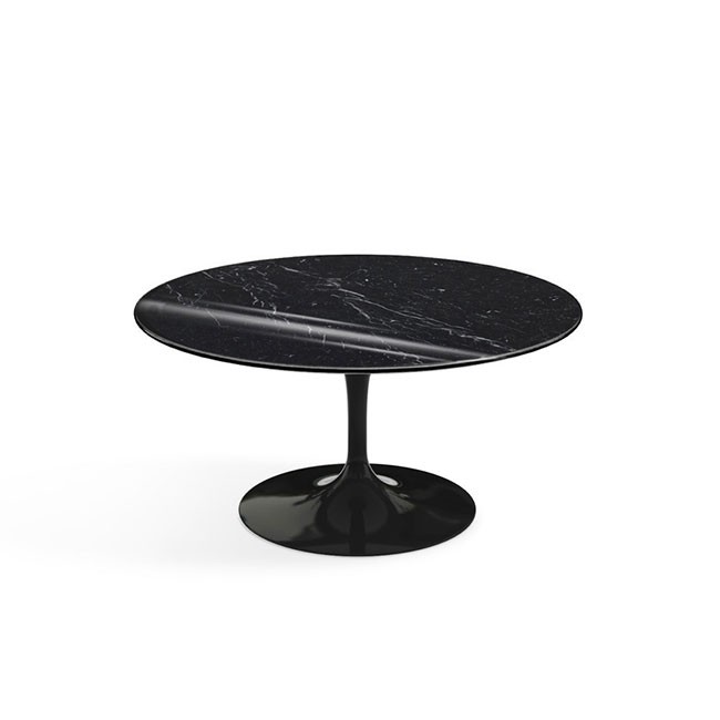 놀 사리넨 커피 테이블 (91 라운드) - 블랙 베이스 & 네로 마르퀴나 마블 (유광) 00471
