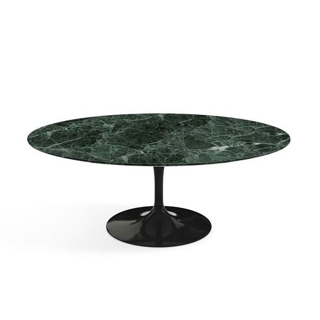 놀 사리넨 커피 테이블 (107x70 타원형) - 블랙 베이스 & 베르데 알피 마블 (무광) 00466