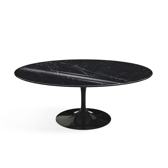 놀 사리넨 커피 테이블 (107x70 타원형) - 블랙 베이스 & 네로 마르퀴나 마블 (유광) 00460