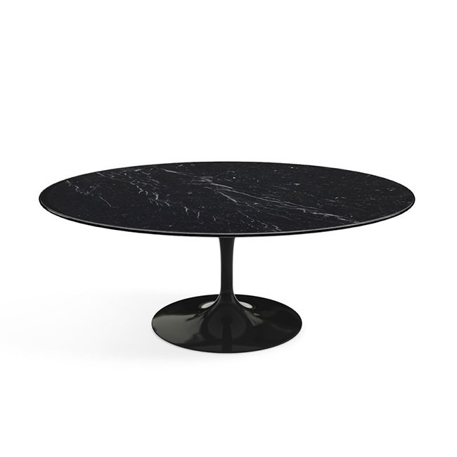 놀 사리넨 커피 테이블 (107x70 타원형) - 블랙 베이스 & 네로 마르퀴나 마블 (무광) 00459