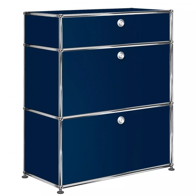 유에스엠 할러 1x3 모듈 (1-top-drawer 2-bottom-door W79 x H92) - 스틸 블루 04671