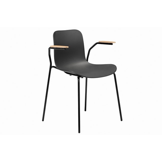 노르11 Langue 체어 의자 Steel Armrest - 블랙 알루미늄 & 네추럴오크 앤트러사이트 16423
