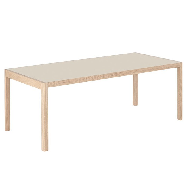 무토 Workshop 테이블 200 x 92 cm oak - 웜 그레이 리놀륨 15088