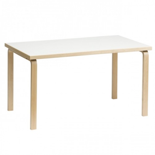 아르텍 알토 직사각 테이블 81A (150 x 75 cm) - 레그 엣지: 버치 클리어 & 탑: HPL IKI 화이트 14603